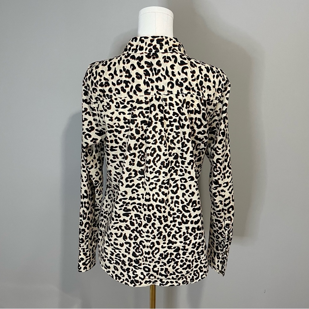 Nordstrom 1901 100% Cotton Leopard Button Down Blouse Size M - Picture 5 of 9